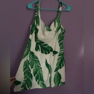 H&M Green Leaf Print Mini Dress